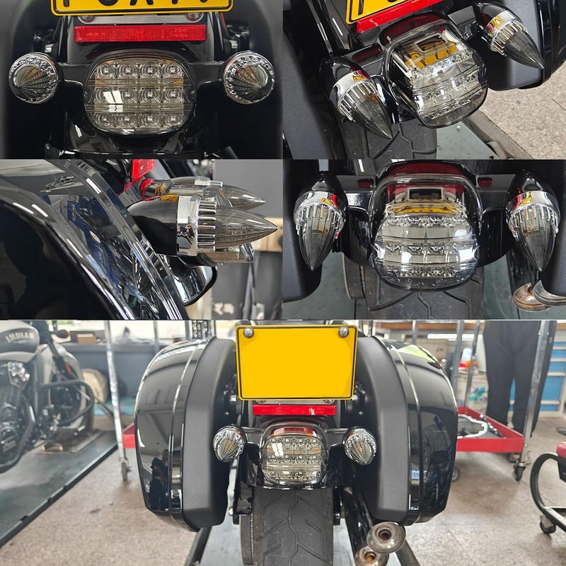 FATECIM 2" Bullet Turn Signal Light Supersonic Replacement Smoke Lenses Covers for Softail Street Road Glide Fat boy Sportster Dyna Deluxe Bikes Snap On repl. OEM# 68973-00 Chrome Bezel - Image 2